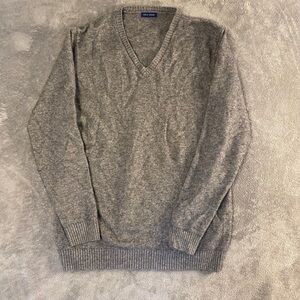 Kent Wang Men’s 100% Cashmere Long Sleeve Gray V-Neck Pullover Sweater XL
